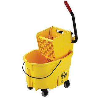 Image sur Seau et essoreuse à pression latérale Rubbermaid® WaveBrake® - 26 Qt., jaune