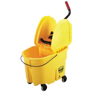 Image sur Seau et essoreuse Rubbermaid® WaveBrake® Down Press - 35 Qt., Jaune
