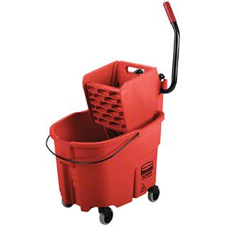 Image sur Seau et essoreuse à pression latérale Rubbermaid® WaveBrake® - 35 Qt., rouge